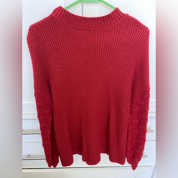Oversized Crewneck Long Puff Sleeve Chunky Knit Pullover Sweater - Picture 6 of 6